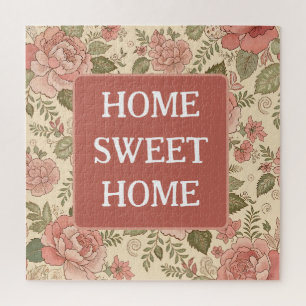 Dusty Floral Muse - Dusty Rose Sage Batik Style Jigsaw Puzzle