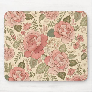 Dusty Floral Muse - Dusty Rose Sage Batik Style Mouse Mat