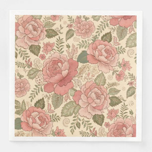 Dusty Floral Muse - Dusty Rose Sage Batik Style Napkin