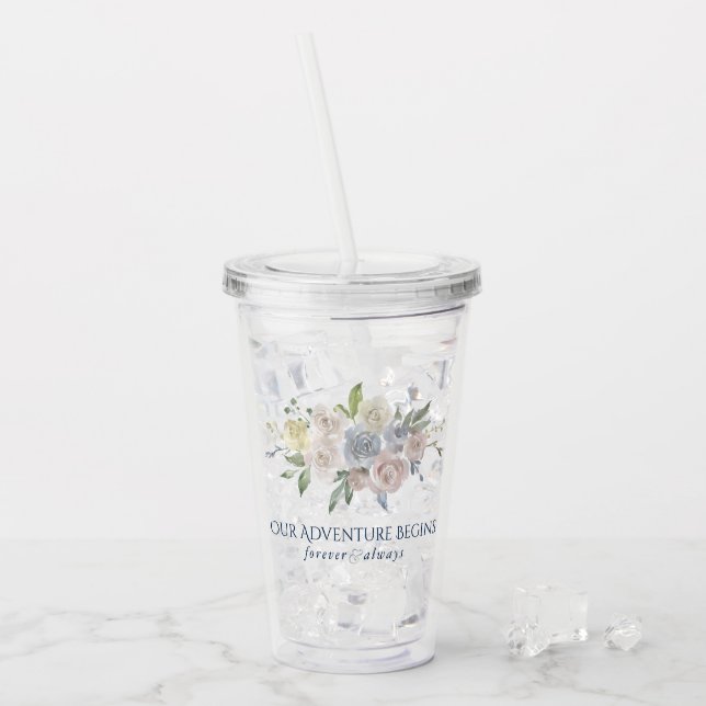 Dusty Floral | Pastel Adventure Begins Keepsake Acrylic Tumbler (Front Ice)