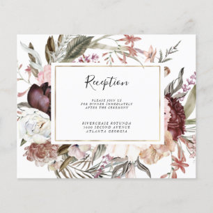 Dusty Floral Reception Information Insert Budget Flyer
