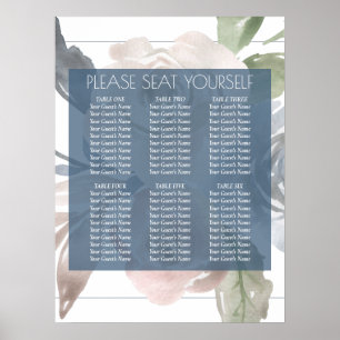 Dusty Floral   Smoky Blue Self Seating Chart