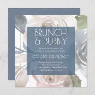 Dusty Floral Smoky Pastel Bubbly Brunch Shower Invitation