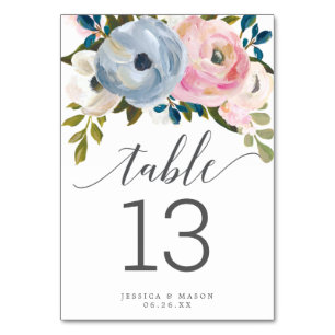 Dusty Floral Table Numbers Double Sided