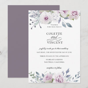 Dusty Garden Floral Wedding Invitation