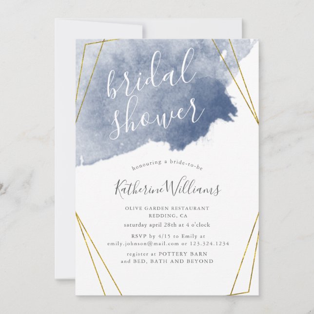 Dusty Gold and Blue ⎥ Bridal Shower Invitation (Front)