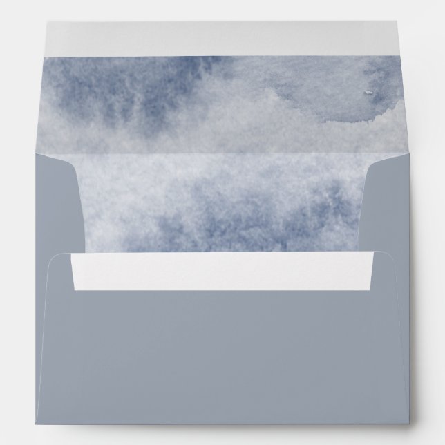 Dusty Gold and Blue Watercolor Wedding Envelope (Back (Bottom))