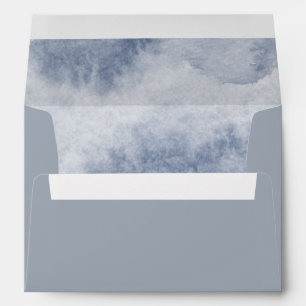 Dusty Gold and Blue Watercolor Wedding Envelope