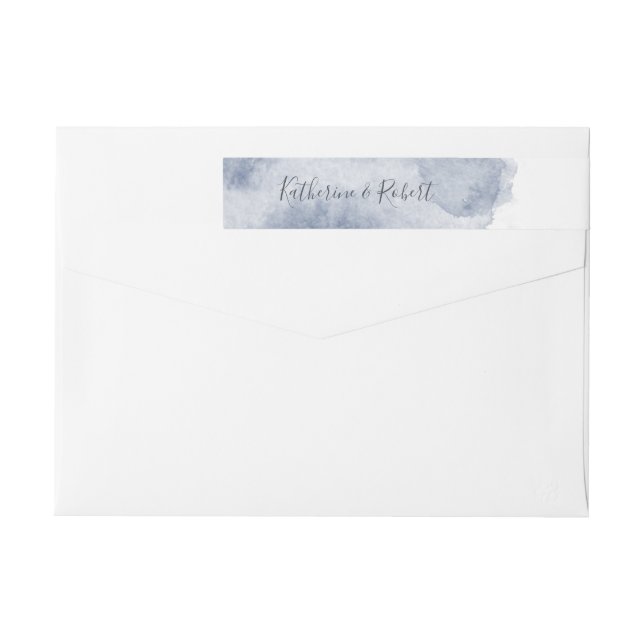 Dusty Gold And Blue Wedding Address Wrap Around Label (Back)
