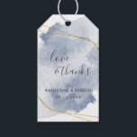 Dusty Gold and Blue | Wedding Gift Tag<br><div class="desc">Simple watercolor background in three colours of your choice blue, blush and purple with discrete gold speckles. All script is in a combination of elegant and sans serif font that accentuates this modern romantic look. With custom handwritten script and gold frames as accents it makes a complete collection one that...</div>