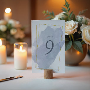 Dusty Gold and Blue Wedding Table Card