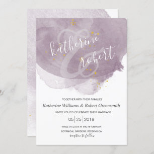 Dusty Gold and Mauve Elegant Wedding Invitation