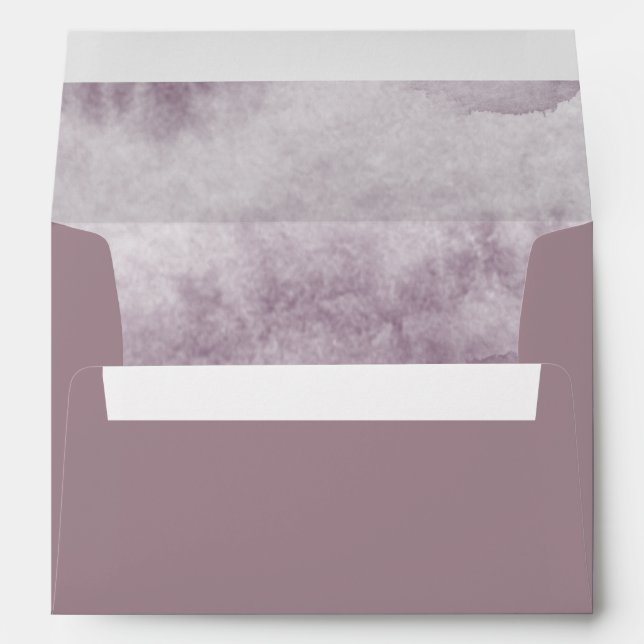 Dusty Gold and Mauve Watercolor Wedding Envelope (Back (Bottom))