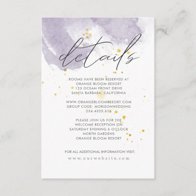 Dusty Gold and Purple Details Enclosure Card (Front)