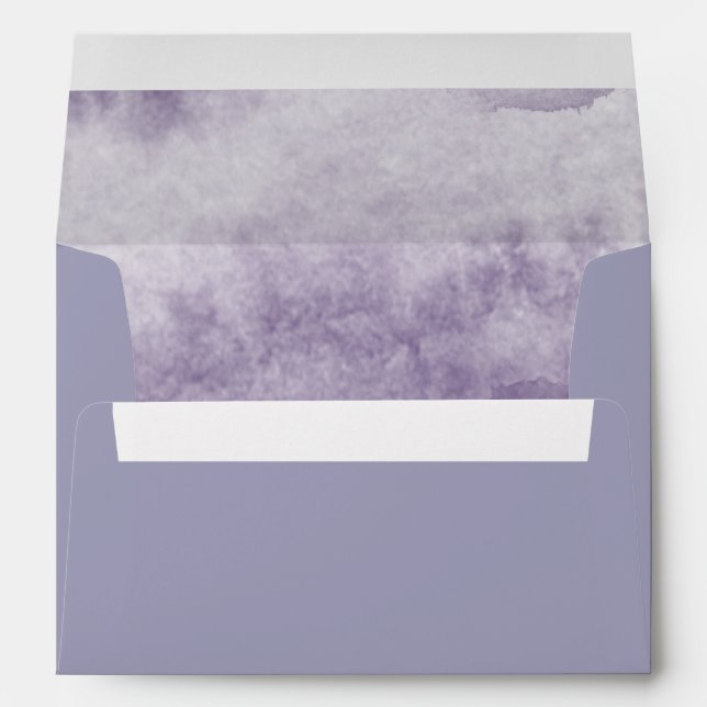 Dusty Gold and Purple Watercolor Wedding Envelope (Back (Bottom))