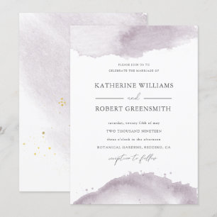 Dusty Gold Elegant Mauve Wedding Invitation