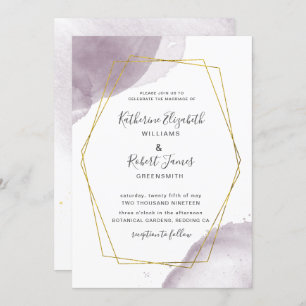 Dusty Gold Elegant Mauve Wedding Invitation
