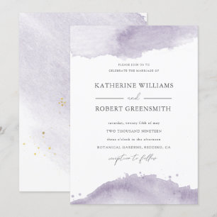 Dusty Gold Elegant Purple Wedding Invitation