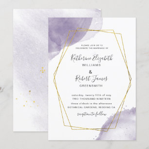 Dusty Gold Elegant Purple Wedding Invitation