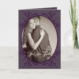 Dusty Grape Purple Vintage Flowers Photo Bi-fold Invitation