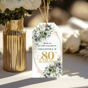 Dusty Green 80th Birthday Boho Foliage Tag