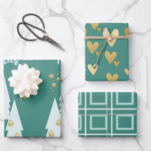 Dusty Green and Gold Wrapping Paper Sheet