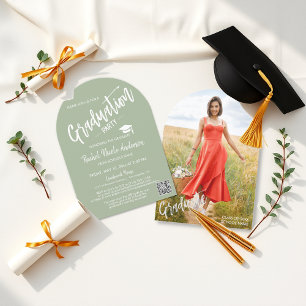 Dusty Green Arch Photo Grad Invite