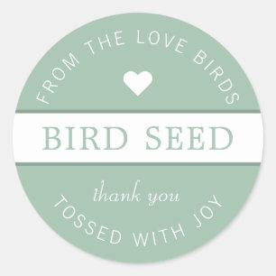 Dusty Green Bird Seed Toss Wedding Favours Classic Round Sticker