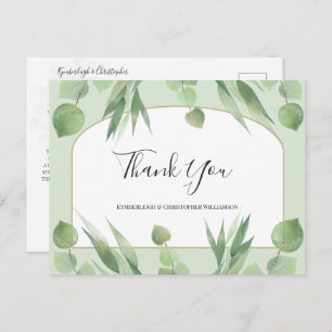 Dusty Green Boho Geometric Arch Wedding Thank You Postcard