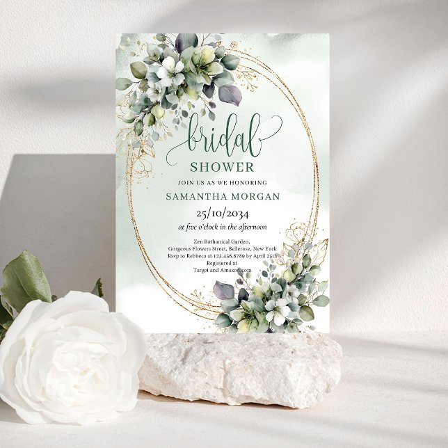 Dusty Green Botanical Bridal Shower Invitation (Dusty Green Botanical Bridal Shower Invitation)