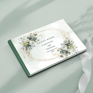 Dusty Green Botanical Foliage Wedding Guest Book