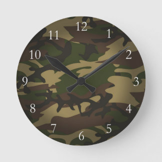 Dusty Green Camo Round Clock