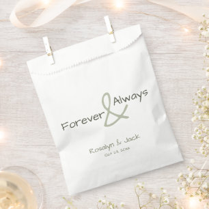 Dusty Green Casual Handwriting Forever & Always Favour Bags