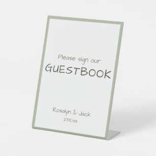 Dusty Green Casual Handwriting Guestbook    Pedestal Sign