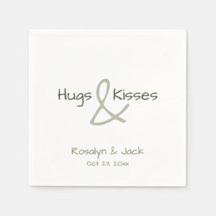 Dusty Green Casual Handwriting Hugs & Kisses Napkin