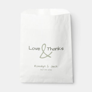 Dusty Green Casual Handwriting Love & Thanks Favour Bags