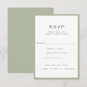 Dusty Green Casual Handwriting Meal Choice RSVP Card