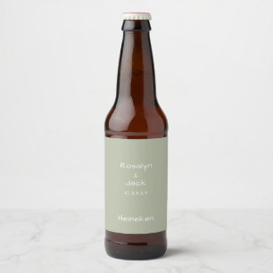 Dusty Green Casual Handwriting Minimal Beer Bottle Label
