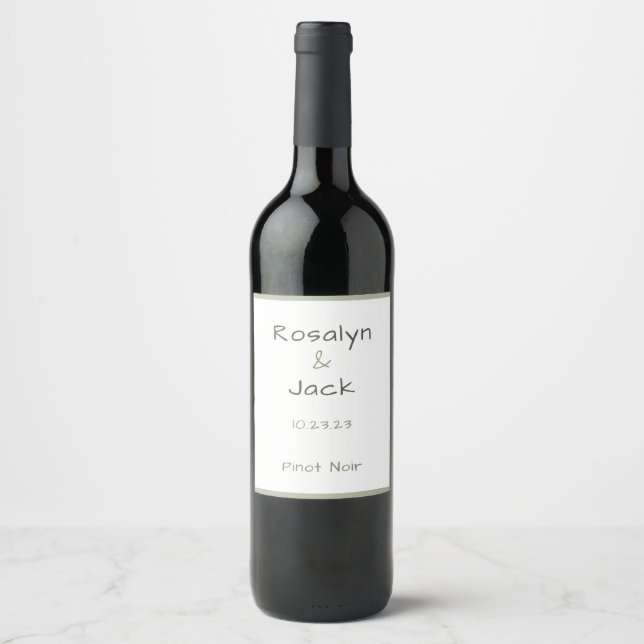 Dusty Green Casual Handwriting Minimal Wine Label (Front)