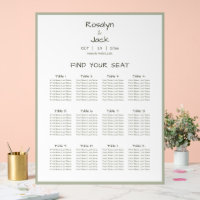 Dusty Green Casual Handwriting Seating Chart 
