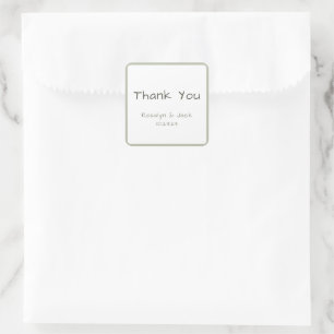 Dusty Green Casual Handwriting Thank You Favour Square Sticker