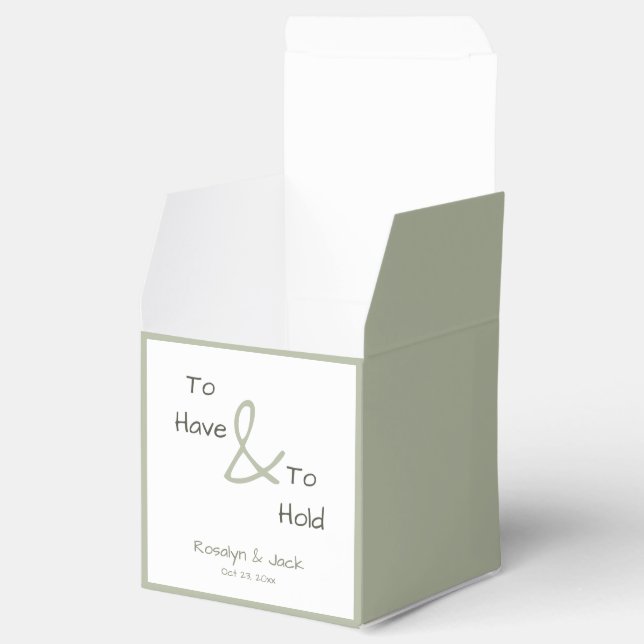Dusty Green Casual Handwriting To Have & To Hold Favour Box (Opened)