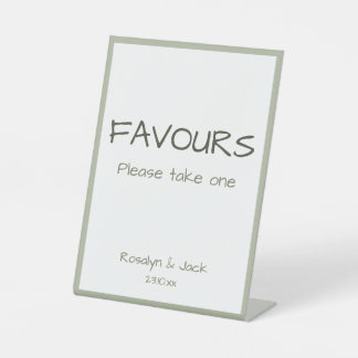 Dusty Green Casual Handwriting Wedding Favours Pedestal Sign