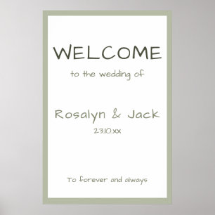 Dusty Green Casual Handwriting Welcome Wedding  Poster
