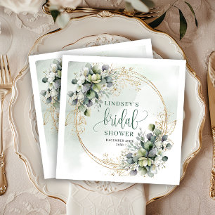 Dusty Green Eucalyptus Bridal Shower Party Napkins