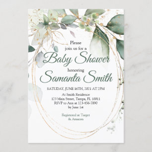 Dusty Green Eucalyptus Greenery Baby Shower Invitation