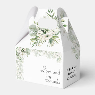 Dusty green floral rose watercolor wedding favour box