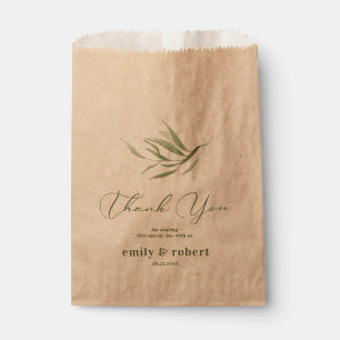 Dusty Green Foliage Beige Craft Paper  Favour Bags