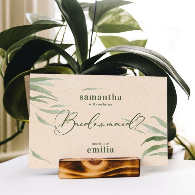 Dusty Green Foliage, Beige Paper, Thank You Card (Creator Uploaded)