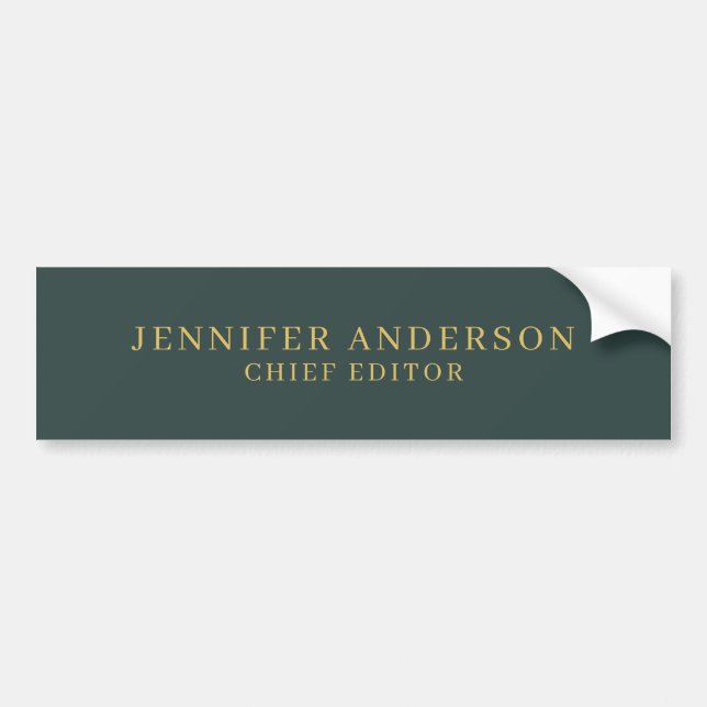 Dusty Green & Gold Colour Professional Modern Plai Bumper Sticker (Front)